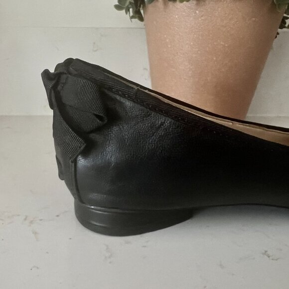 Marc Fisher Brandy Black Leather Ballet Flats Loafers w/ Bow Slip On Size 8.5M - Picture 7 of 9